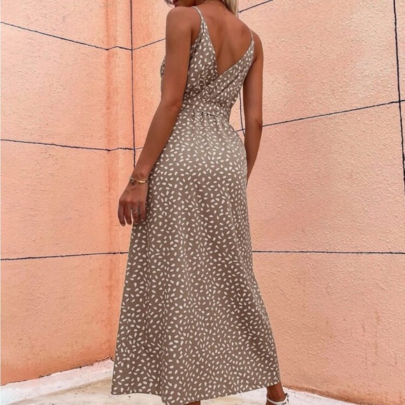 Boho Khaki Belted Split Hem Spaghetti Strap Cami Wrap - Picture 3 of 3